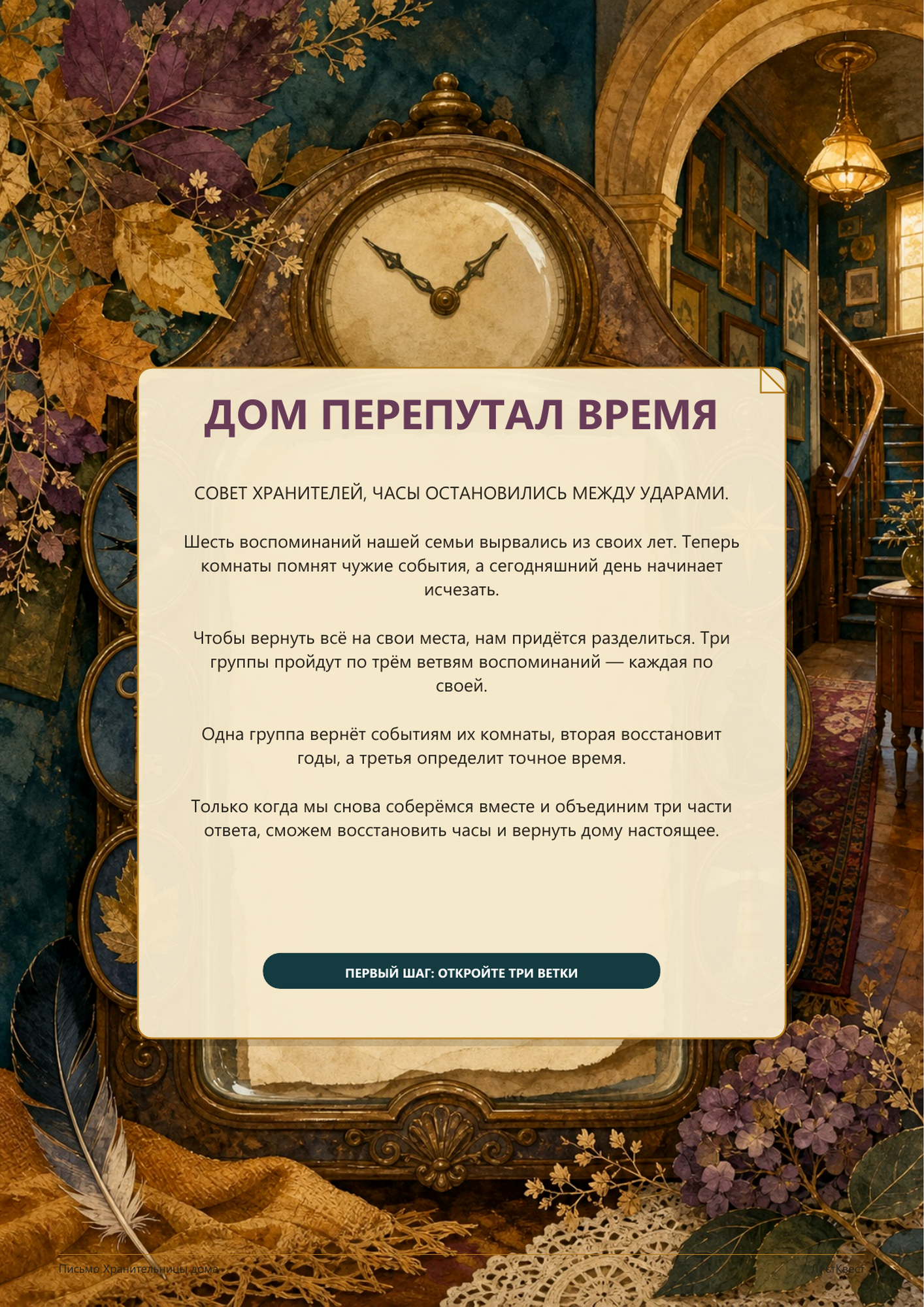 Обложка квеста «Дом, который перепутал время»